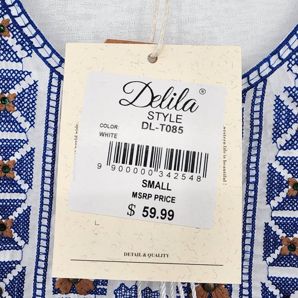 MONTANA WEST Delila Boho Embroidered Aztec Graphic Long Sleeve Blouse Small NWT - Picture 9 of 12